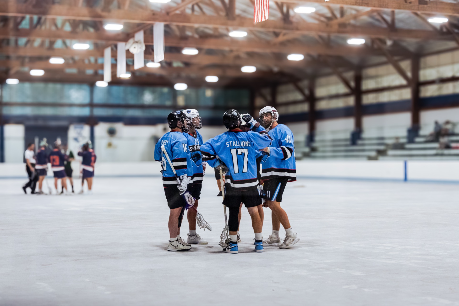 Stallions team huddle